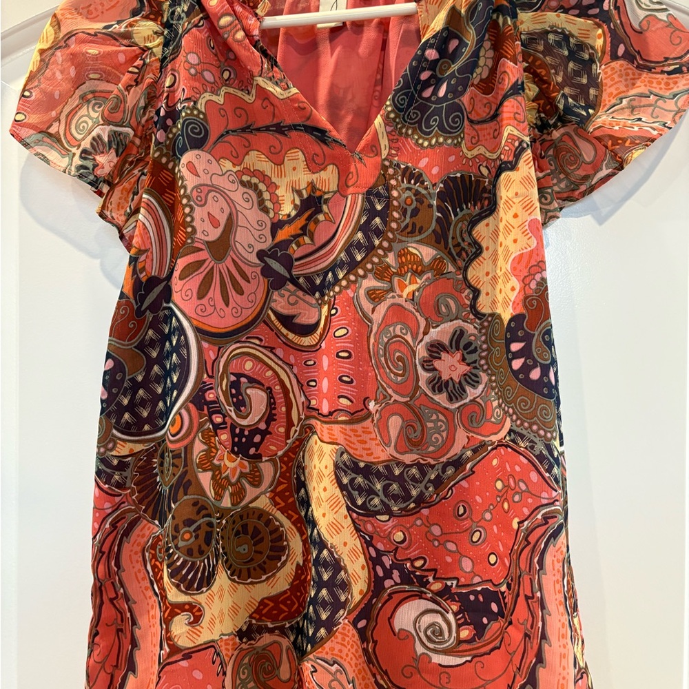 Paisley Print V-Neck Top